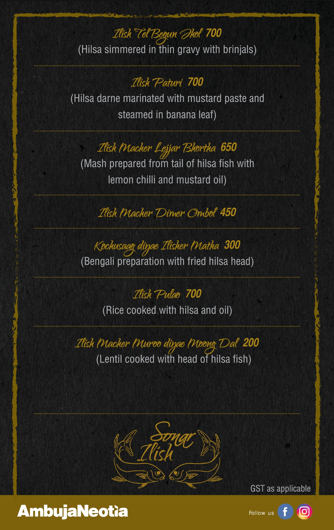 Sonar Ilish Festival menu
